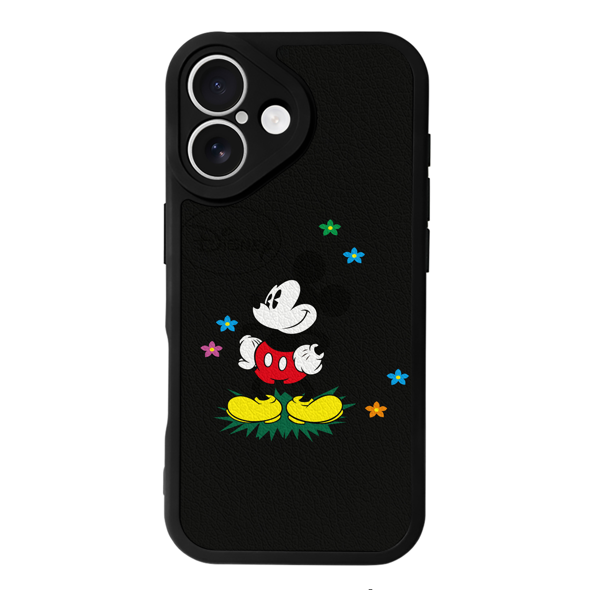 （画像用） ミッキーマウス Mickey Mouse 【iPhone 16シリーズ対応】シリコンスマホケース（レザー調） 材質：シリコン